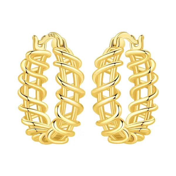 Vintage hoop earrings sterling silver zircon for women - OTE4150-GD