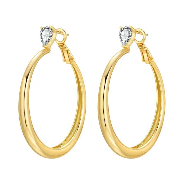 Vintage hoop earrings sterling silver zircon for women - OTE4425