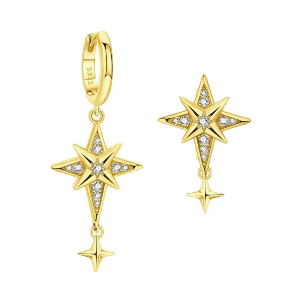 Vintage hoop earrings sterling silver zircon for women - OTE4091-GD