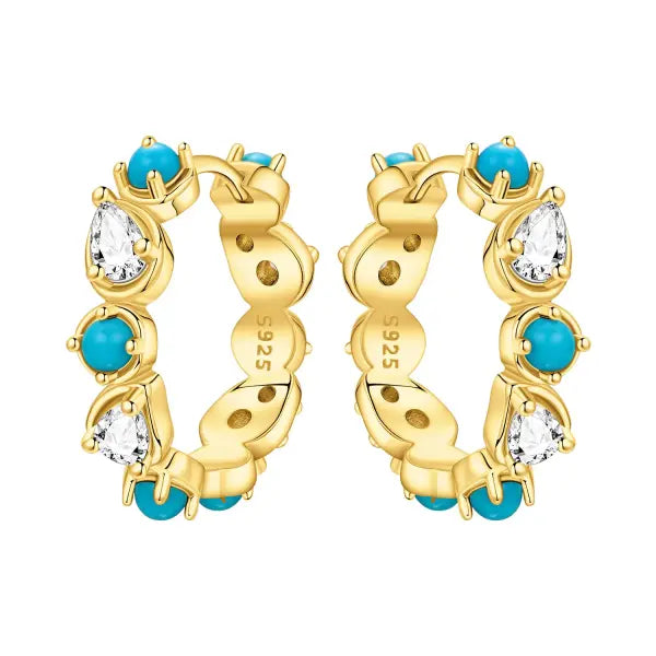 Vintage hoop earrings sterling silver zircon for women - OTE4346-GD