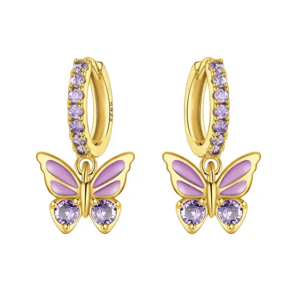 Vintage hoop earrings sterling silver zircon for women - OTE4012-GD
