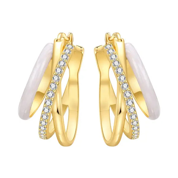 Vintage hoop earrings sterling silver zircon for women - OTE4422