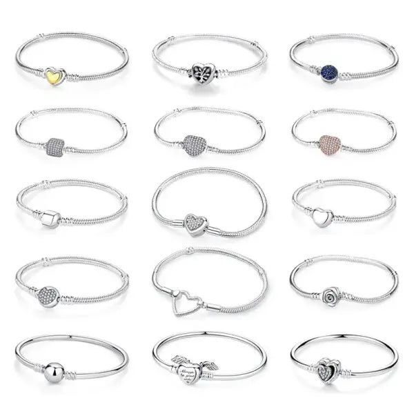 Sam Panda Certificate 925 Sterling Silver Bracelets Bangles Love Heart