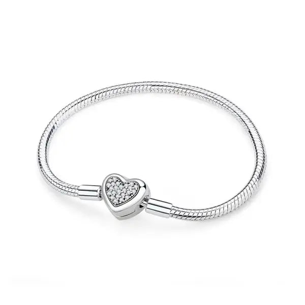Sam Panda Certificate 925 Sterling Silver Bracelets Bangles Love Heart - 28 / 16cm