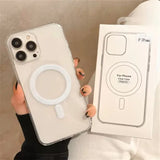 Original Clear For Magsafe Magnetic Wireless Charging Animation Case For iPhone 16 15 14 13 12 11 Plus Mini Pro Max XS