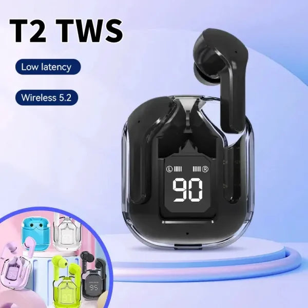 Original T2 Wireless Bluetooth Earphones with Transparent HiFi Stereo Sound - Himpall