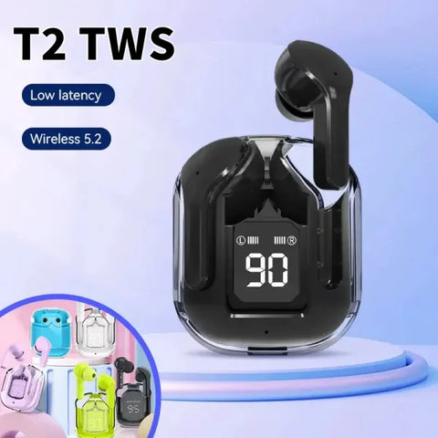Original T2 Wireless Bluetooth Earphones with Transparent HiFi Stereo Sound - Himpall