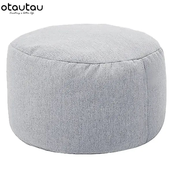 Premium Linen Bean Bag Chair with Filling - Round Pouf Ottoman & Footstool for Relaxing Lounge Decor - light grey