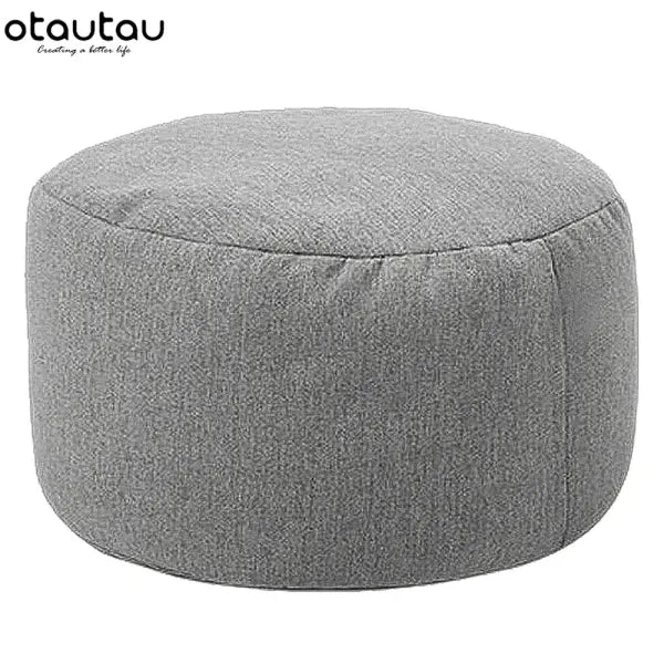 OTAUTAU Linen Bean Bag Chair with Filling Beanbag Pouf Ottoman Footstool Tatami Round Stool Futon Puff Relax Lounge