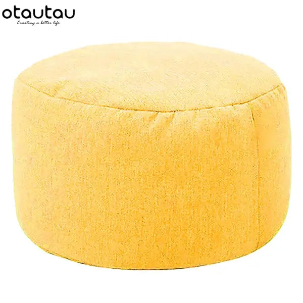 Premium Linen Bean Bag Chair with Filling - Round Pouf Ottoman & Footstool for Relaxing Lounge Decor - yellow