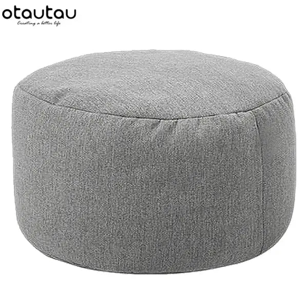 OTAUTAU Linen Bean Bag Chair with Filling Beanbag Pouf Ottoman Footstool Tatami Round Stool Futon Puff Relax Lounge