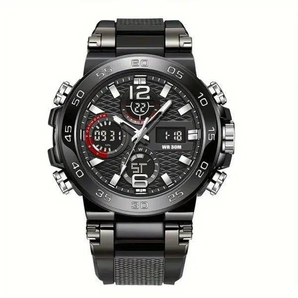 Sports Electronic Men Watch PU Band Battery Included - Black / China Mainland