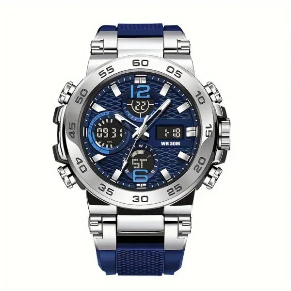 Sports Electronic Men Watch PU Band Battery Included - Blue / China Mainland