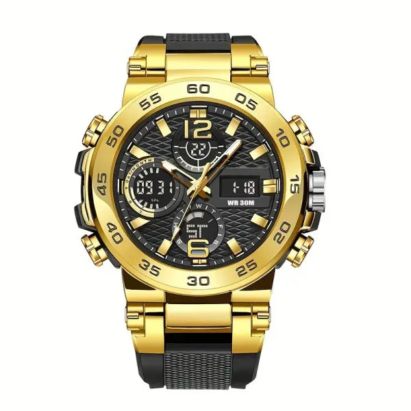 Sports Electronic Men Watch PU Band Battery Included - Gold / China Mainland