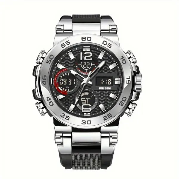 Sports Electronic Men Watch PU Band Battery Included - Silvery / China Mainland
