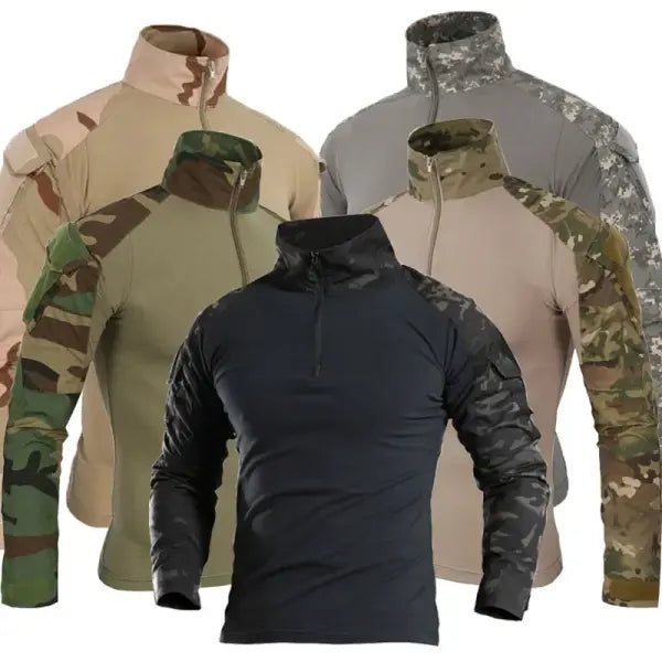 Outdoor Tactical Hiking T-Shirts Men Combat Military Army CP Camouflage Long Sleeve Hunting Climbing Shirt Cotton Sport