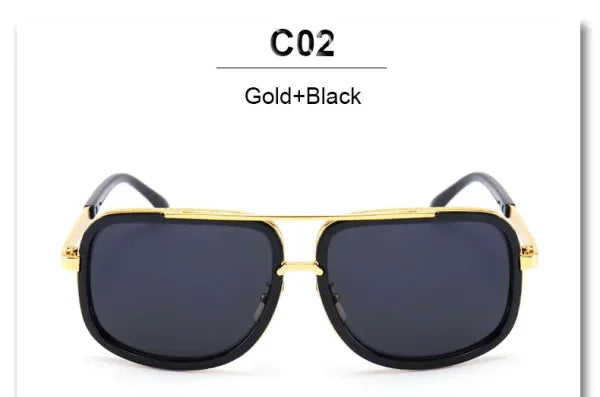 Oversized Designer Sunglasses - Gold Frame Mirror Shades for Men & Women - YD07a Gold Black