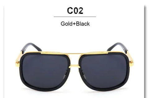 Oversized Designer Sunglasses - Gold Frame Mirror Shades for Men & Women - YD07a Gold Black