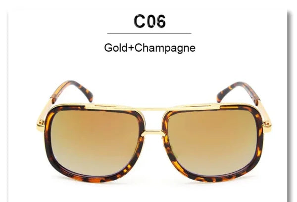 Oversized Designer Sunglasses - Gold Frame Mirror Shades for Men & Women - YD07a Gold Gold