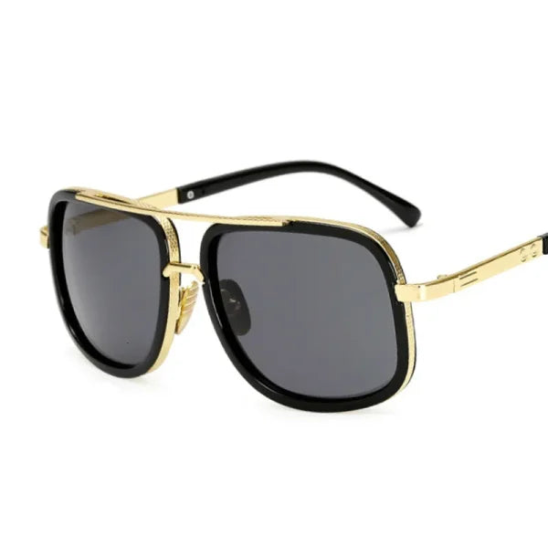 Oversized Flat Top Square Sunglasses – Unisex Gold Mirror Shades