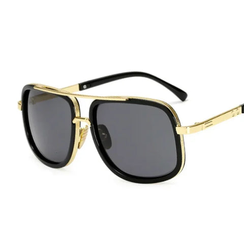 Oversized Flat Top Square Sunglasses – Unisex Gold Mirror Shades