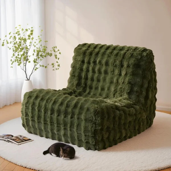 Oversized Giant Beanbag - Plush Faux Fur Lounger Chair for Living Room & Indoor Use - Green / United States