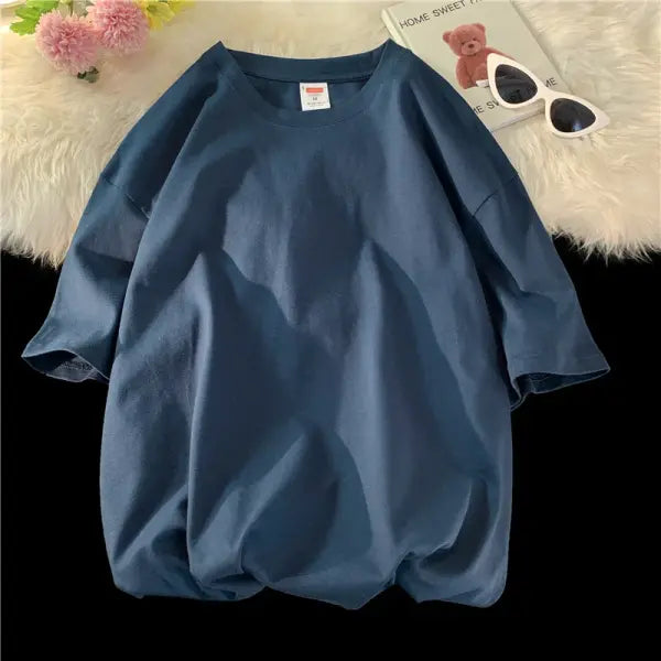 Oversized Summer Short Sleeve Men’s T Shirt New Fashion Solid Loose O-Neck T Shirts Mens Cotton Hip Hop Streetwear Top