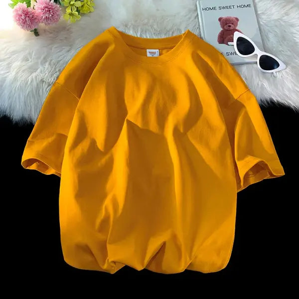 Oversized Summer Short Sleeve Men’s T Shirt New Fashion Solid Loose O-Neck T Shirts Mens Cotton Hip Hop Streetwear Top