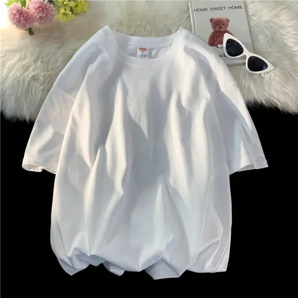 Oversized Summer Short Sleeve Men’s T Shirt New Fashion Solid Loose O-Neck T Shirts Mens Cotton Hip Hop Streetwear Top