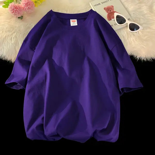 Oversized Summer Short Sleeve Men’s T Shirt New Fashion Solid Loose O-Neck T Shirts Mens Cotton Hip Hop Streetwear Top