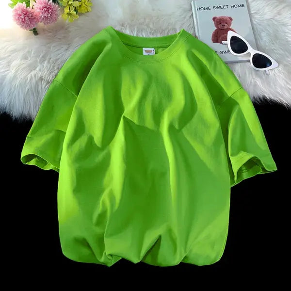 Oversized Summer Short Sleeve Men’s T Shirt New Fashion Solid Loose O-Neck T Shirts Mens Cotton Hip Hop Streetwear Top