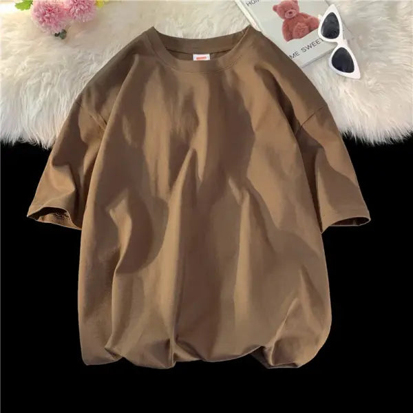 Oversized Summer Short Sleeve Men’s T Shirt New Fashion Solid Loose O-Neck T Shirts Mens Cotton Hip Hop Streetwear Top