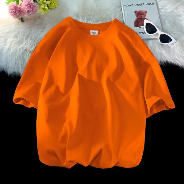 Oversized Summer Short Sleeve Men’s T Shirt New Fashion Solid Loose O-Neck T Shirts Mens Cotton Hip Hop Streetwear Top