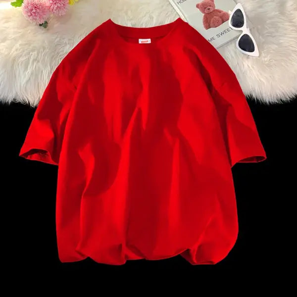 Oversized Summer Short Sleeve Men’s T Shirt New Fashion Solid Loose O-Neck T Shirts Mens Cotton Hip Hop Streetwear Top