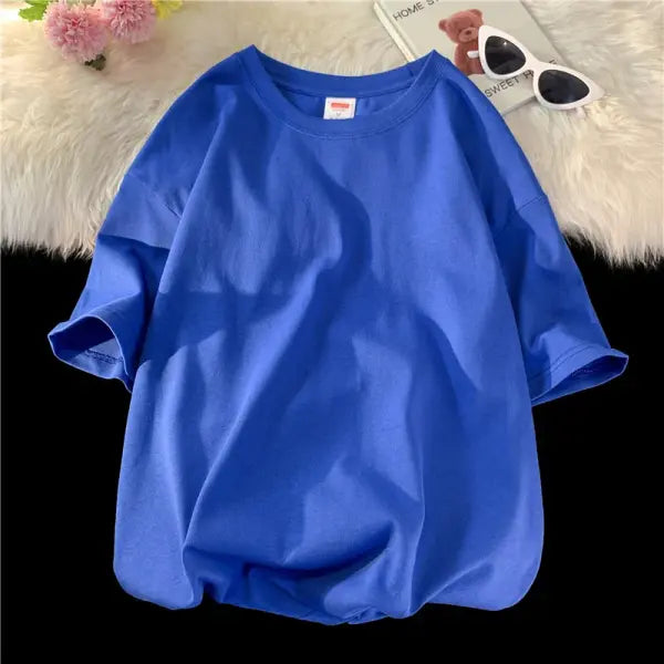 Oversized Summer Short Sleeve Men’s T Shirt New Fashion Solid Loose O-Neck T Shirts Mens Cotton Hip Hop Streetwear Top