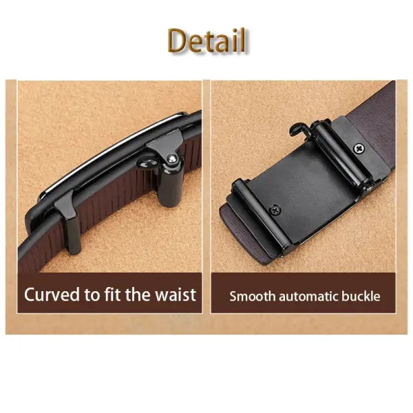 Ratchet Belt Mens Genuine Leather Automatic Adjustment