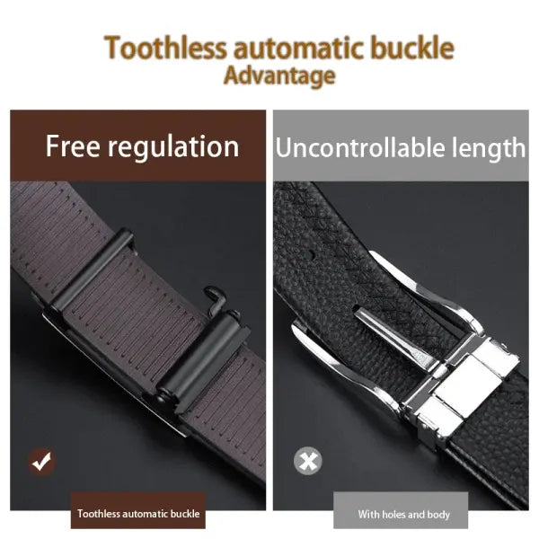 Ratchet Belt Mens Genuine Leather Automatic Adjustment