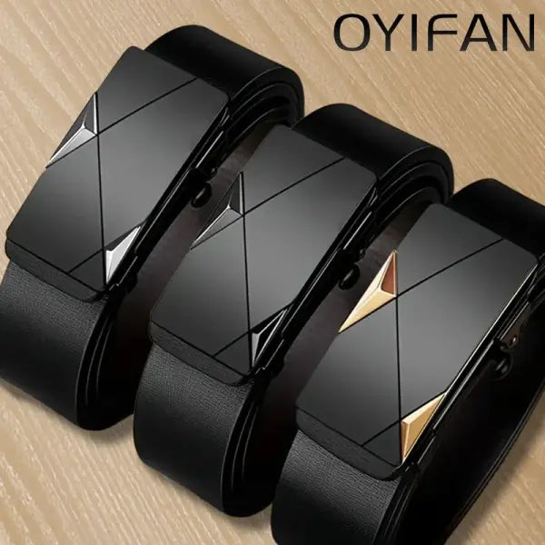 Ratchet Belt Mens Genuine Leather Automatic Adjustment