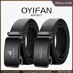 OYIFAN Men’s Genuine Leather Belt – Alloy Buckle Automatic Ratchet Belt - Himpall