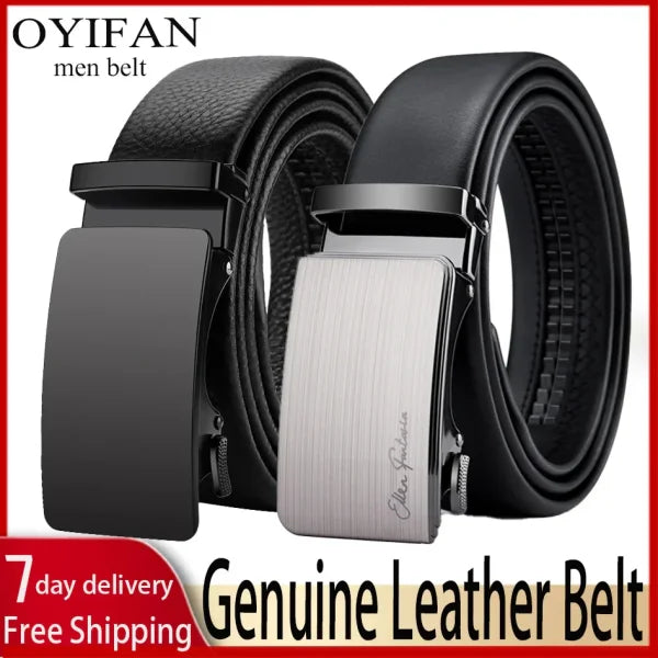 OYIFAN Men’s Genuine Leather Belt – Alloy Buckle Automatic Ratchet Belt - Himpall