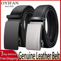 OYIFAN Men’s Genuine Leather Belt – Alloy Buckle Automatic Ratchet Belt - Himpall