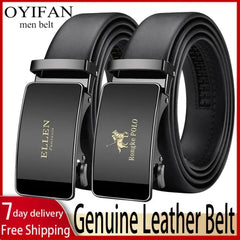 OYIFAN Men’s Genuine Leather Belt – Alloy Buckle Automatic Ratchet Belt - Himpall