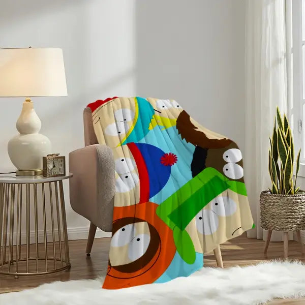 P-park Warm Soft Plush Nap Cartoon Blankets Sofa for Living Room Office Bedroom Home Travel Kid Birthday S-south Gifts