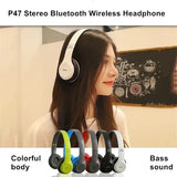 P47 Bluetooth 5.0 Wireless Headphone Foldable HIFI Stereo Bass Earphone Kid Helmet Gift With Mic USB Adaptor For iPhone