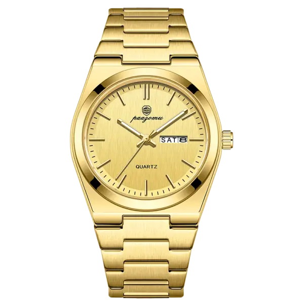 PAAZOMU Luxury Quartz Sport Men Watches Stainless Steel Wristwatch - M930 Gold Gold