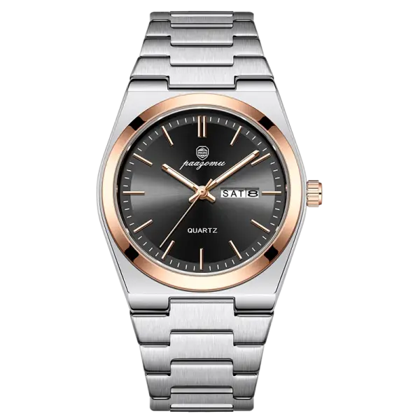 PAAZOMU Luxury Quartz Sport Men Watches Stainless Steel Wristwatch - M930 RoseGold Black