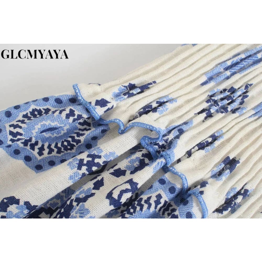 Paisley Dress – Elegant Blue Spaghetti Strap Summer Dress