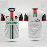 Men’s Palestine Football Jersey T-Shirt – Palestinian Flag 3D Print Soccer Tee Summer Fashion Short Sleeve Jersey Loose