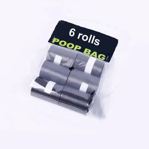 Six rolls of grey plastic dog waste bags for effective PawsClean Dog Pooper Scooper use
