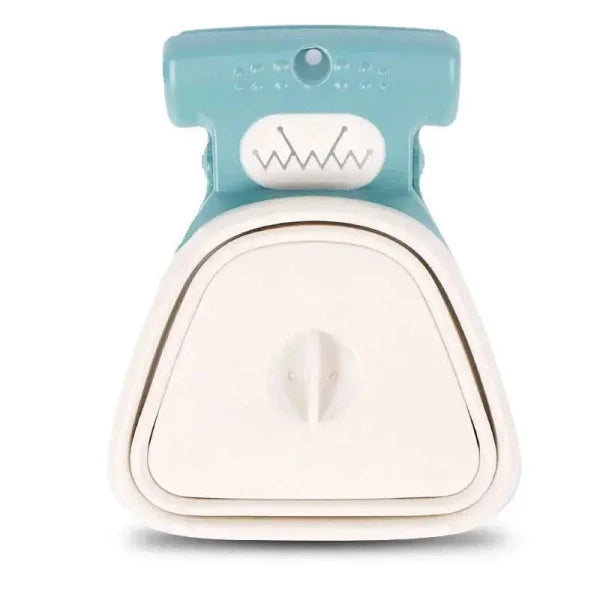 Turquoise and white dental floss dispenser design for PawsClean Dog Pooper Scooper